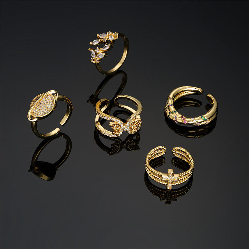 Fashion Cross Geometric Ring Women's Opening Adjustable