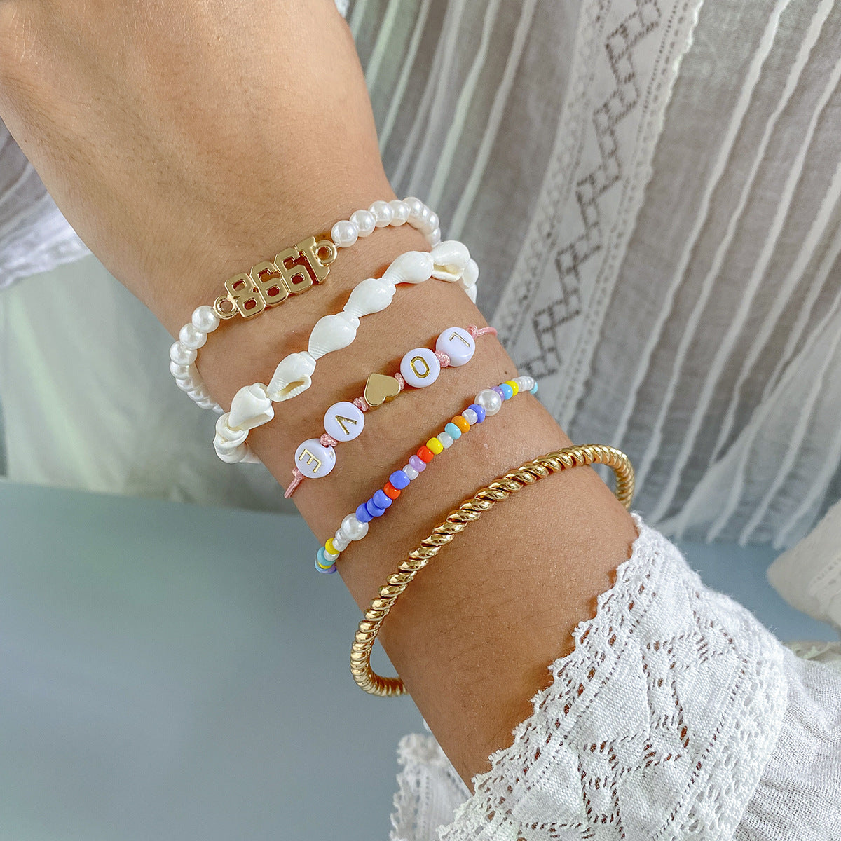 Stacked Twist Ring Shell Jewelry