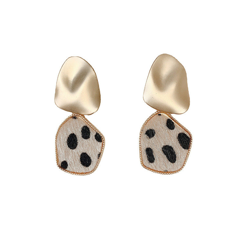 Sterling Silver Needle Vintage Leopard Print Stud Earrings