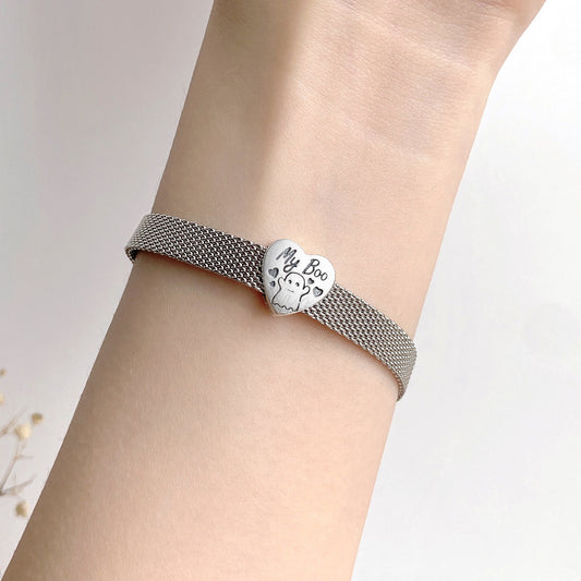 925 Sterling Silver My Boo Kid Beading Original Personality Watch Chain Diy Beading Accessories