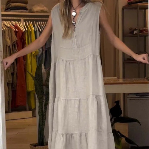 European And American Style Women Cotton Linen Dress Long Dress Women's Clothing