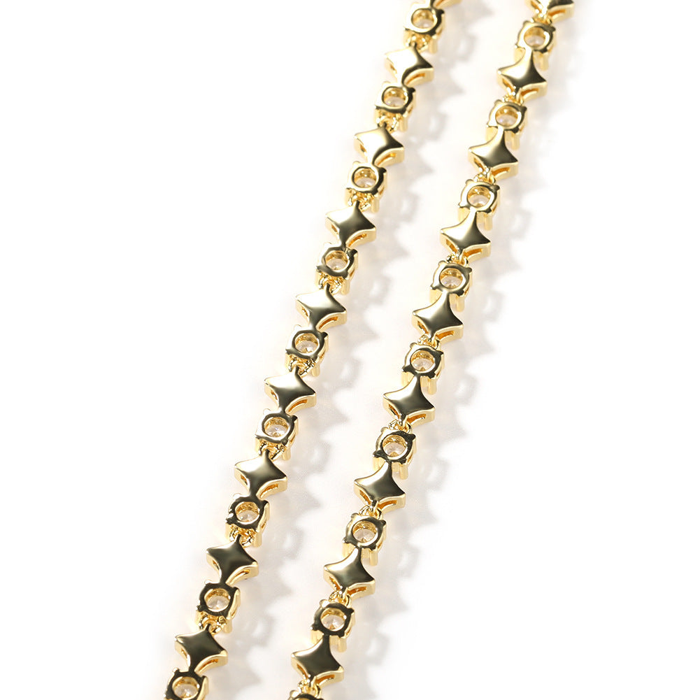 Fashion 6mm Star Zircon Tennis Chain Necklace For Men