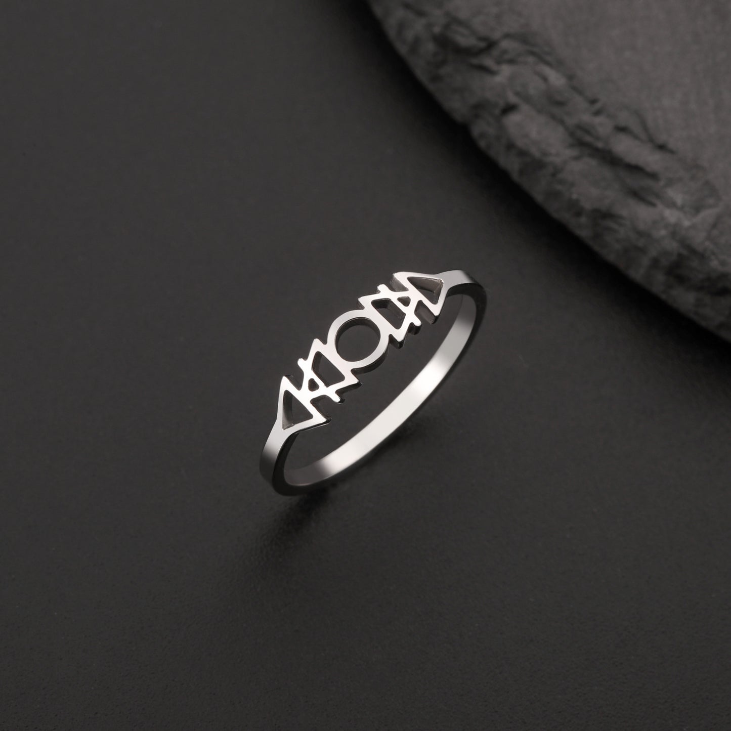 Fashion Stainless Steel Hollow Four Element Ring