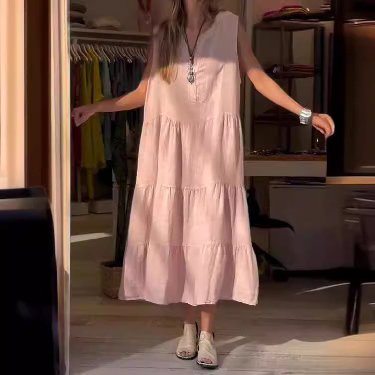 European And American Style Women Cotton Linen Dress Long Dress Women's Clothing
