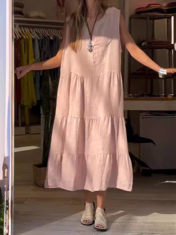 European And American Style Women Cotton Linen Dress Long Dress Women's Clothing