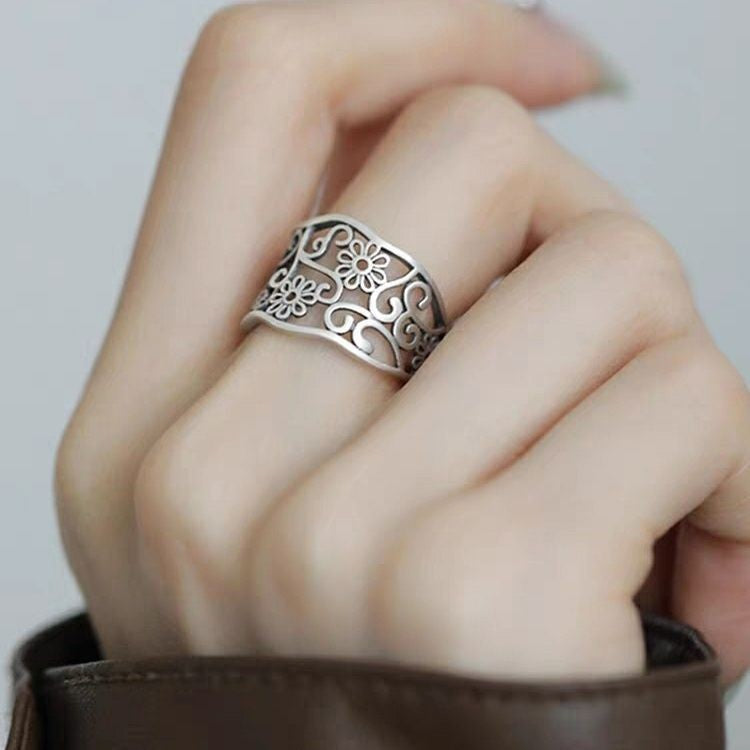 Women's Retro High-grade Peony Flower Jasper Ring
