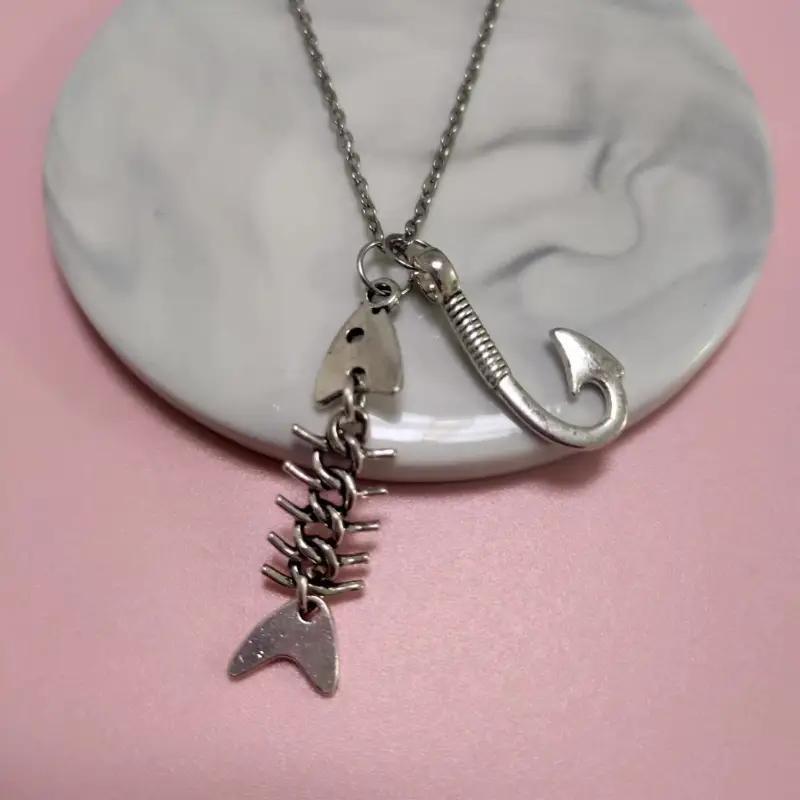 Ancient Silver Ornament Fishbone Fishbone Necklace Earrings