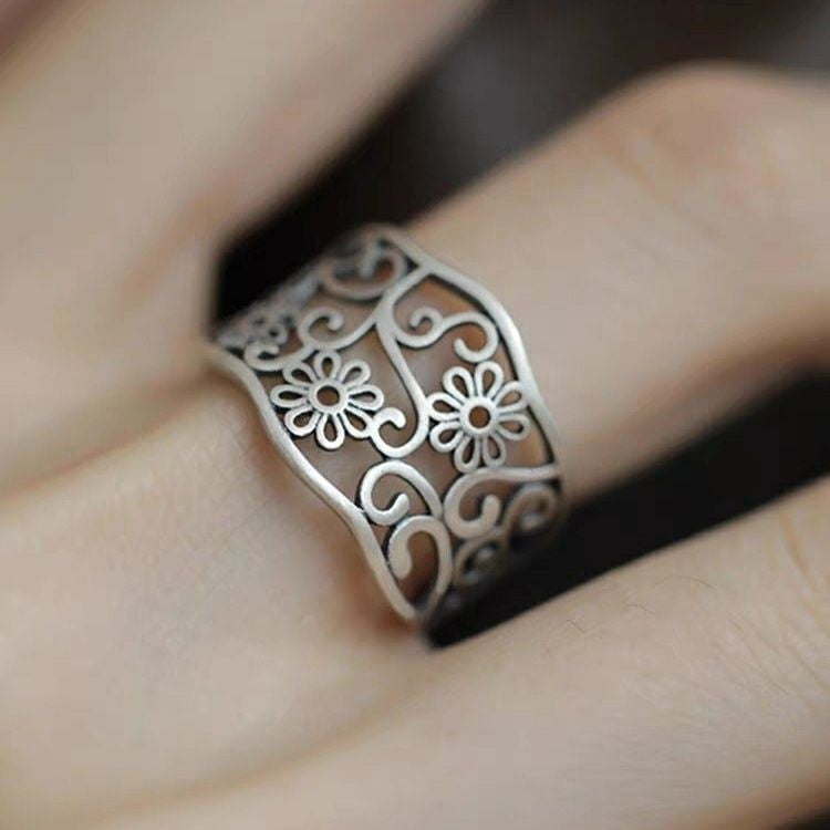 Women's Retro High-grade Peony Flower Jasper Ring