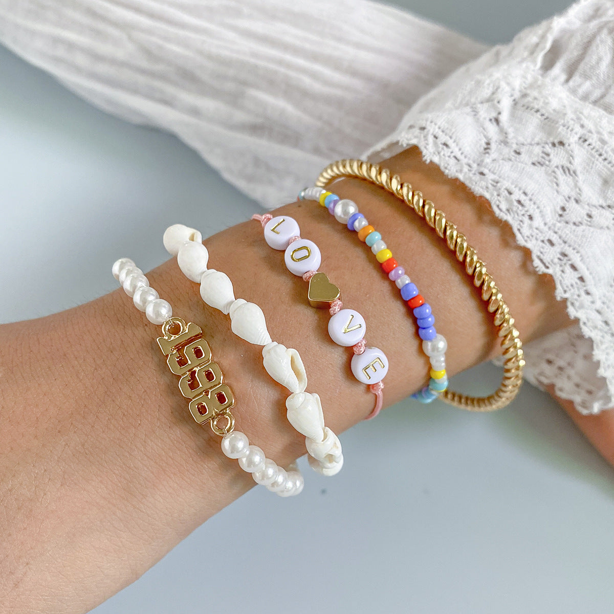 Stacked Twist Ring Shell Jewelry