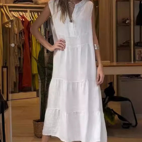 European And American Style Women Cotton Linen Dress Long Dress Women's Clothing