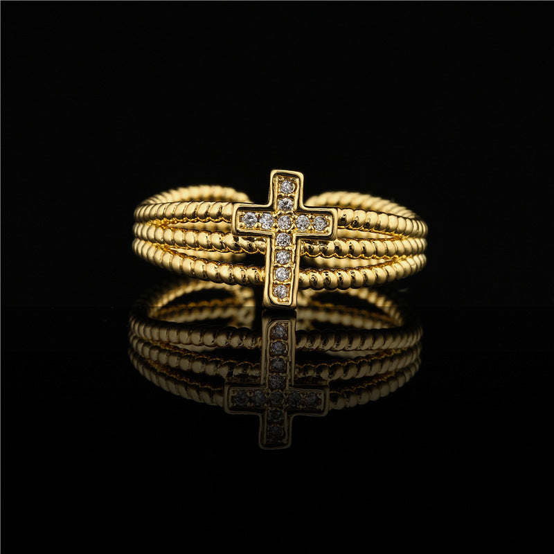 Fashion Cross Geometric Ring Women's Opening Adjustable