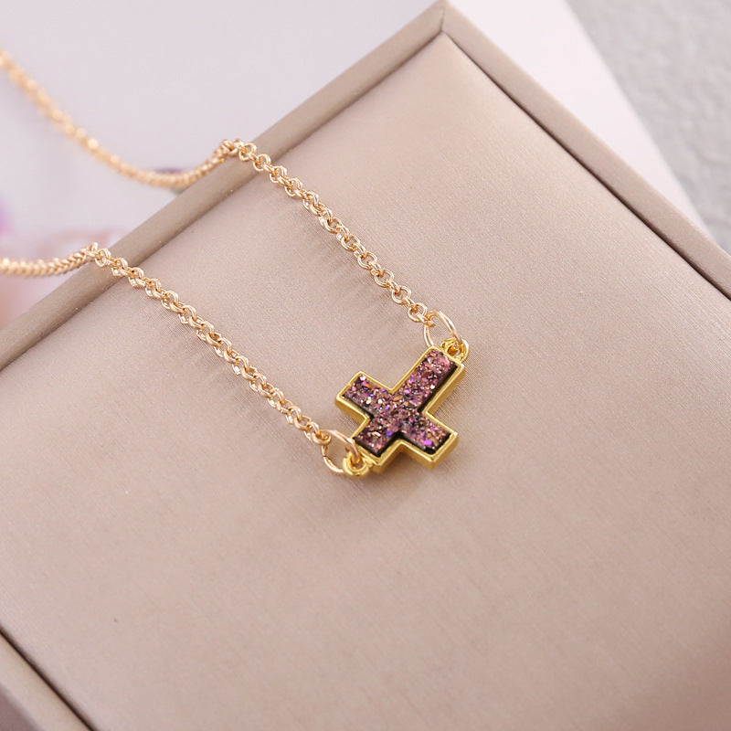 Multicolor Cross Simple Necklace Women Fashion Trendy Gothic Jewelry