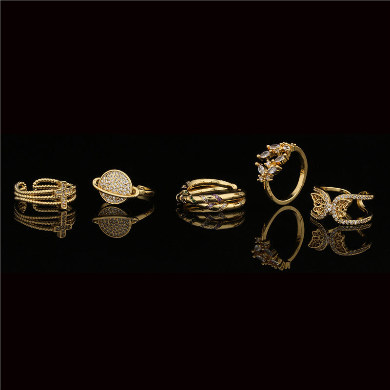 Fashion Cross Geometric Ring Women's Opening Adjustable