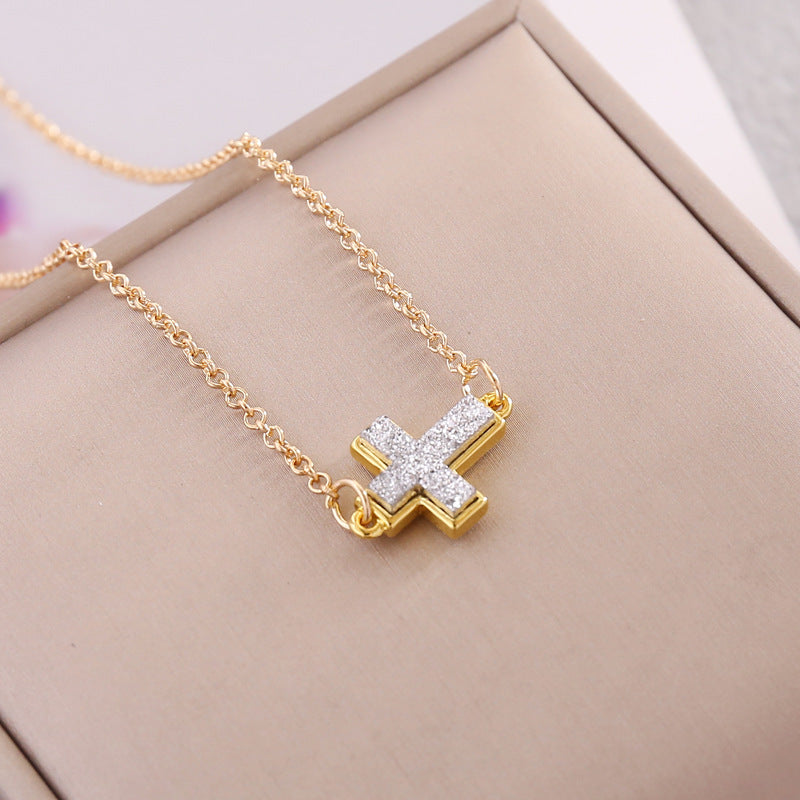 Multicolor Cross Simple Necklace Women Fashion Trendy Gothic Jewelry