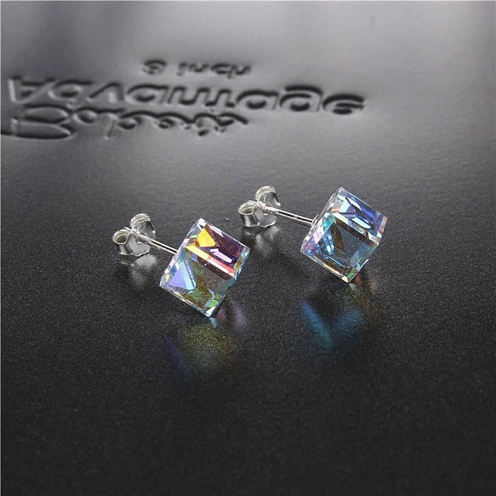 Water Cube Earrings Silver Needle Earrings Ear Jewelry Women