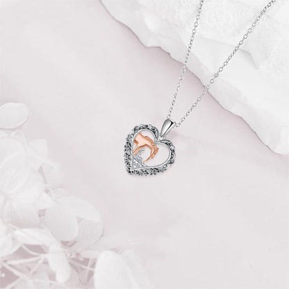 Women And Horse Jewelry Sweet Elegant Heart Pendant Necklace
