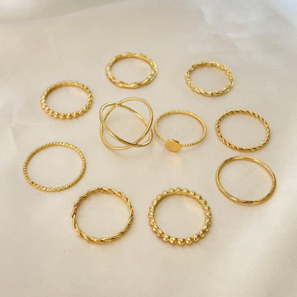 New Women's Knuckle Ring Twist Cross 10-piece Set