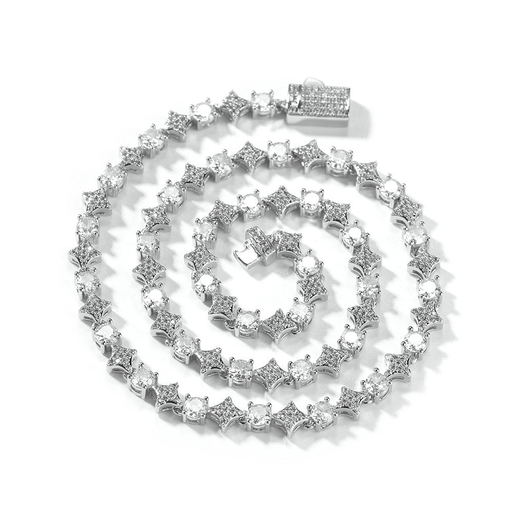 Fashion 6mm Star Zircon Tennis Chain Necklace For Men