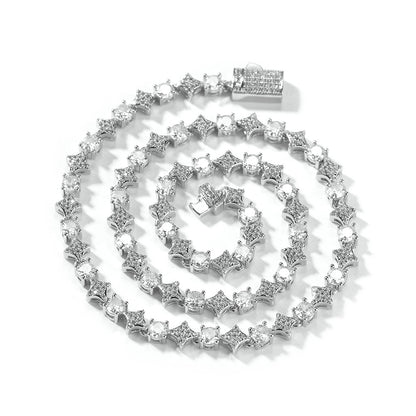 Fashion 6mm Star Zircon Tennis Chain Necklace For Men
