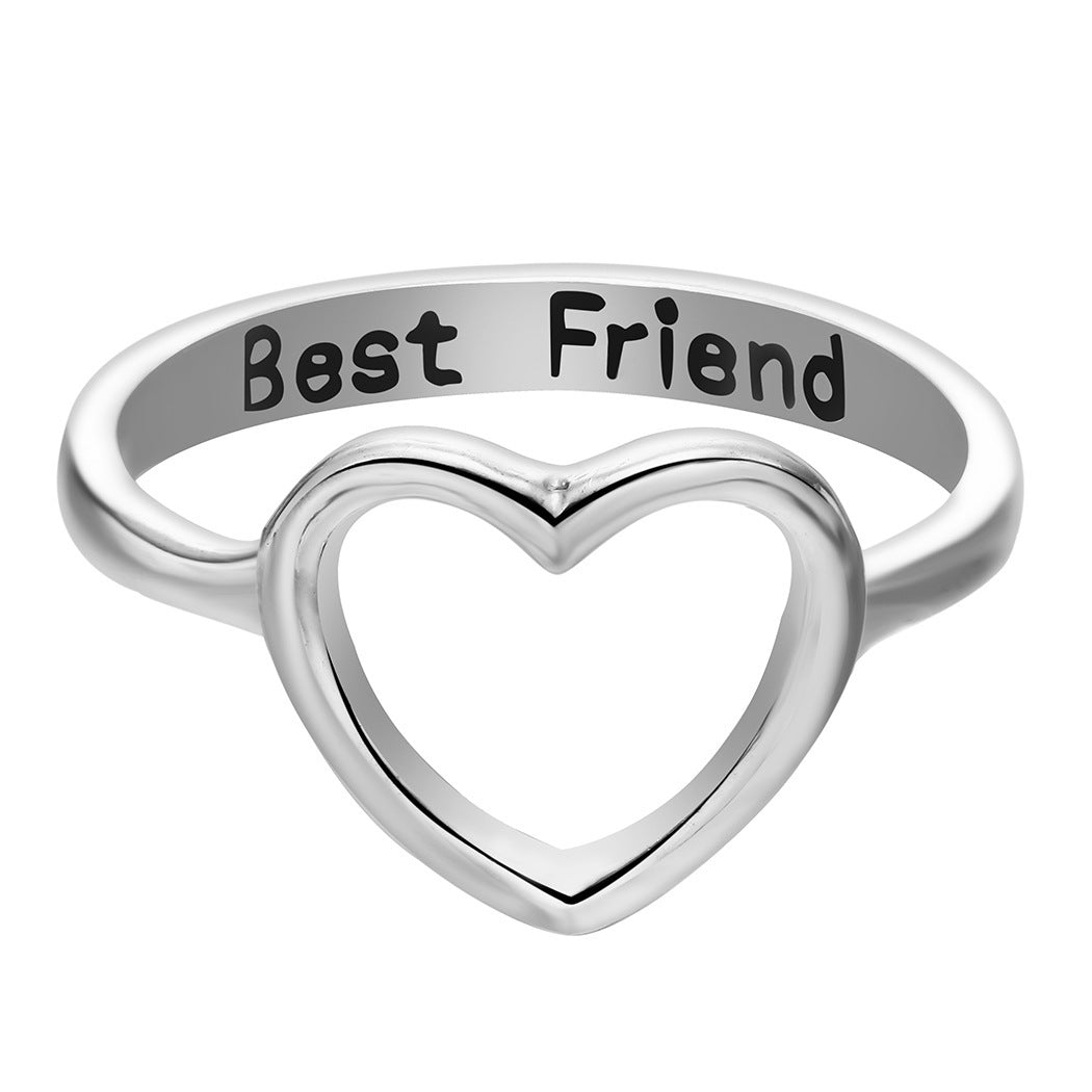 Heart-Shaped Ring English Alphabet Ring Jewelry