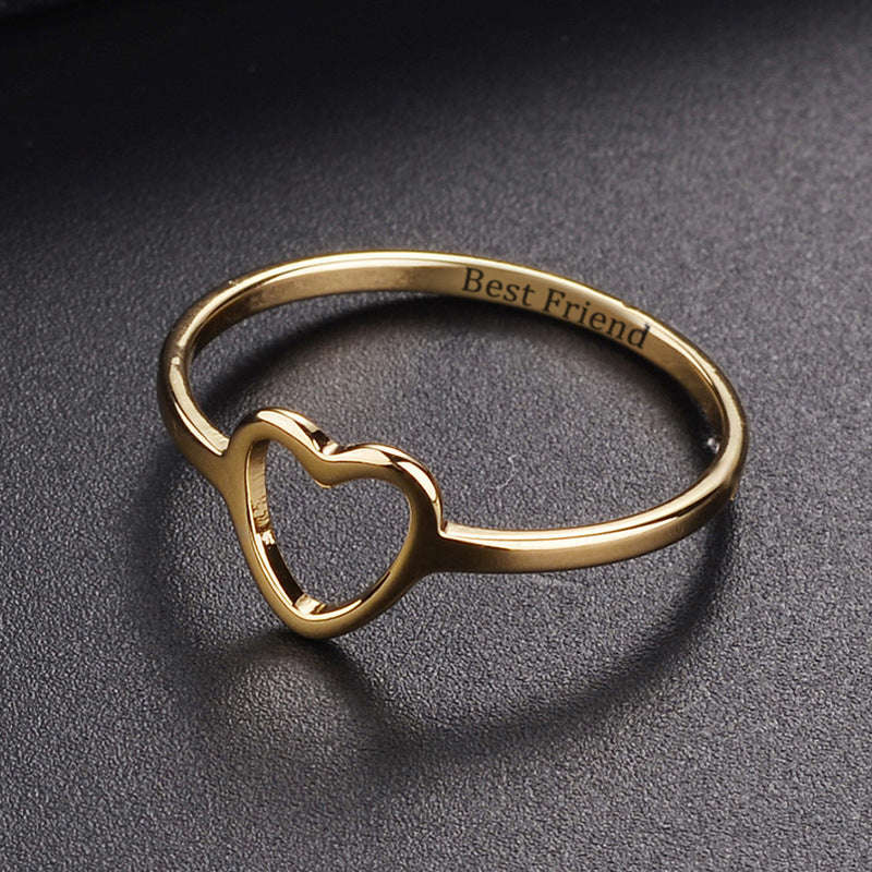 Heart-Shaped Ring English Alphabet Ring Jewelry