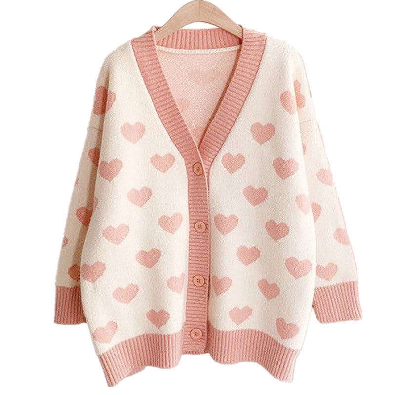 Small Fresh Knitted Cardigan Women Spring And Autumn Women'S Clothing Korean Loose Sweet Sweater