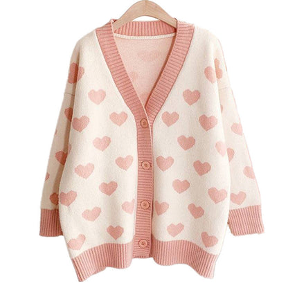 Small Fresh Knitted Cardigan Women Spring And Autumn Women'S Clothing Korean Loose Sweet Sweater