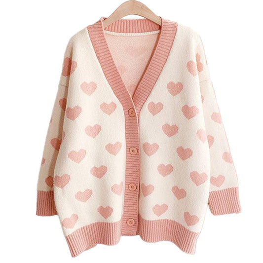 Small Fresh Knitted Cardigan Women Spring And Autumn Women'S Clothing Korean Loose Sweet Sweater