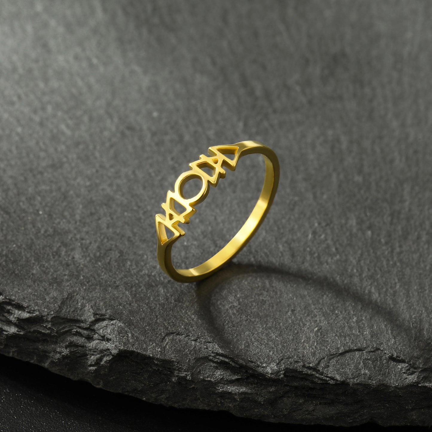 Fashion Stainless Steel Hollow Four Element Ring
