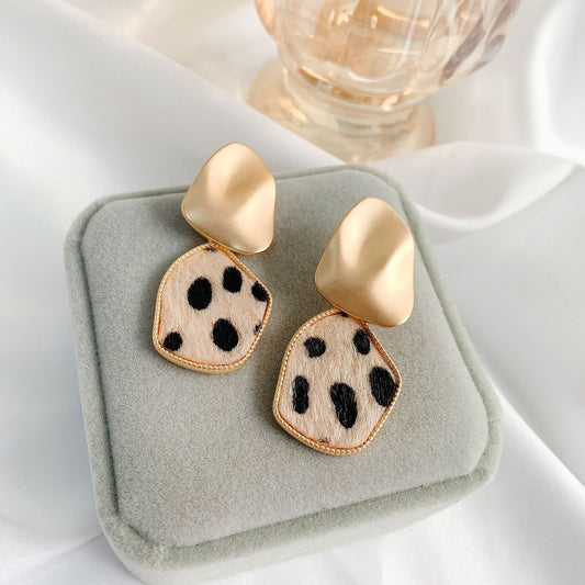 Sterling Silver Needle Vintage Leopard Print Stud Earrings