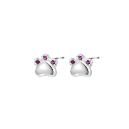 S999 Sterling Silver Cat's Paw Epoxy Stud Earrings