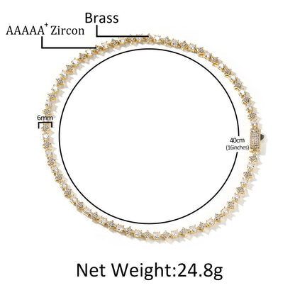 Fashion 6mm Star Zircon Tennis Chain Necklace For Men