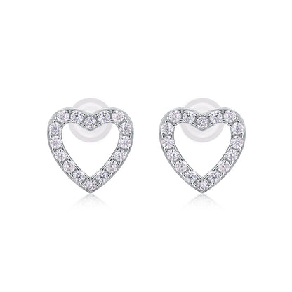 From The Heart - Fashionable, Trendy And Affordable Jewelry With Moissanite S925 Sterling Silver And Platinum-plated Stud Earrings