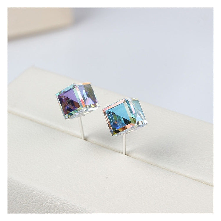 Water Cube Earrings Silver Needle Earrings Ear Jewelry Women