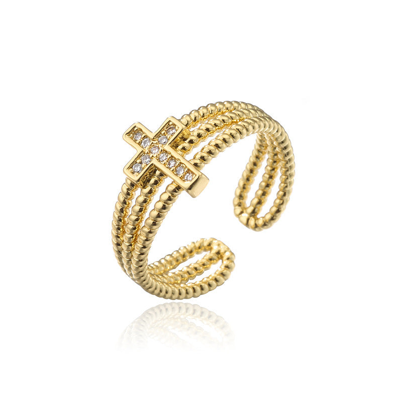 Fashion Cross Geometric Ring Women's Opening Adjustable