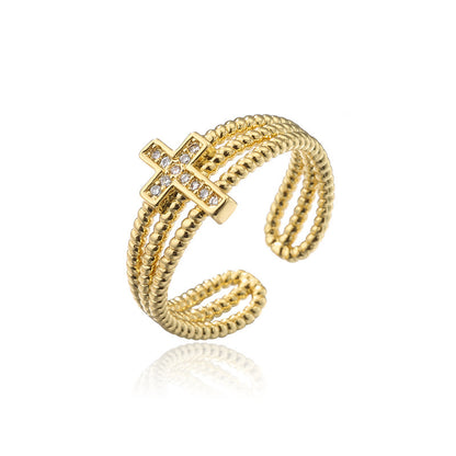 Fashion Cross Geometric Ring Women's Opening Adjustable