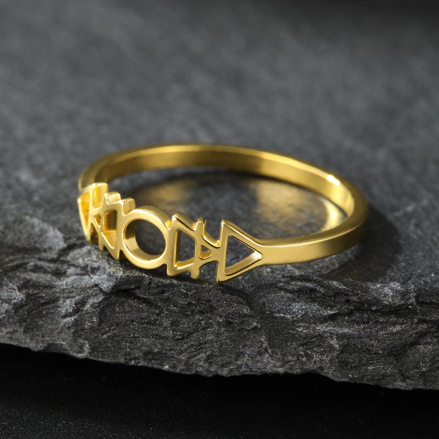 Fashion Stainless Steel Hollow Four Element Ring