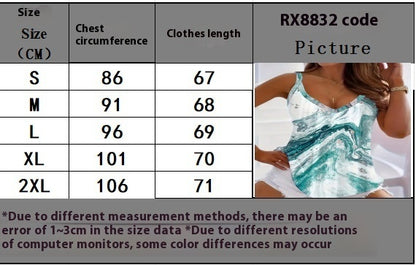 Large Size Women's Clothing New Printing Abstract Sexy Camisole Women
