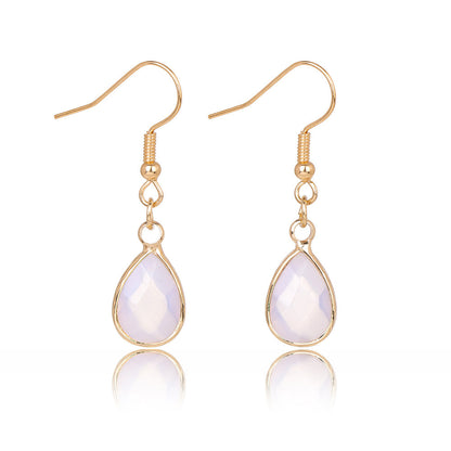 Female Versatile Stone Water Drop Pendant Earrings