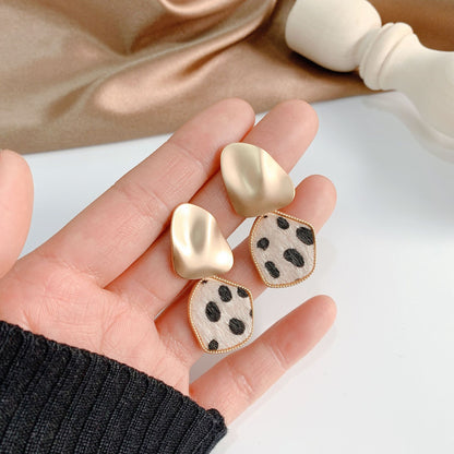 Sterling Silver Needle Vintage Leopard Print Stud Earrings