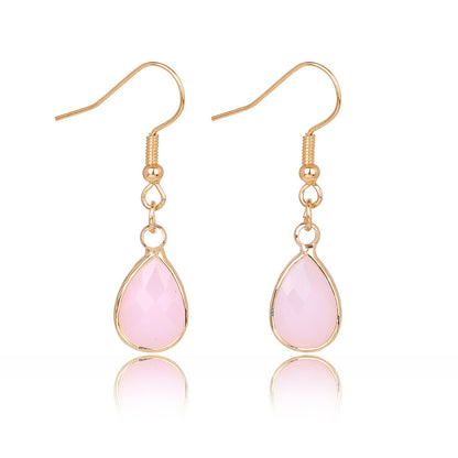 Female Versatile Stone Water Drop Pendant Earrings