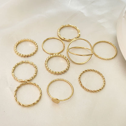 New Women's Knuckle Ring Twist Cross 10-piece Set