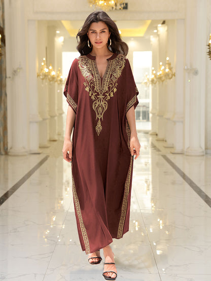 Rayon Embroidered Beach Sun Protection Clothing Dress Women