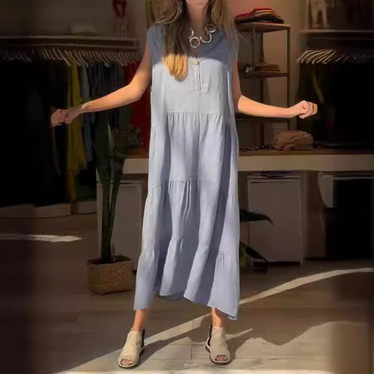 European And American Style Women Cotton Linen Dress Long Dress Women's Clothing