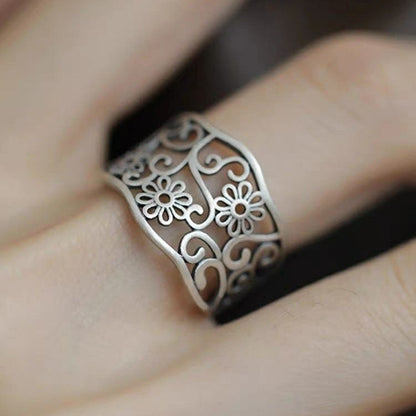 Women's Retro High-grade Peony Flower Jasper Ring