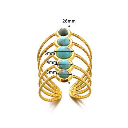 Turquoise Inlaid Multi-layer Female Ring