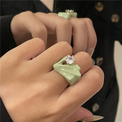 Two-piece Candy Color Spray Paint Dripping Oil Ring