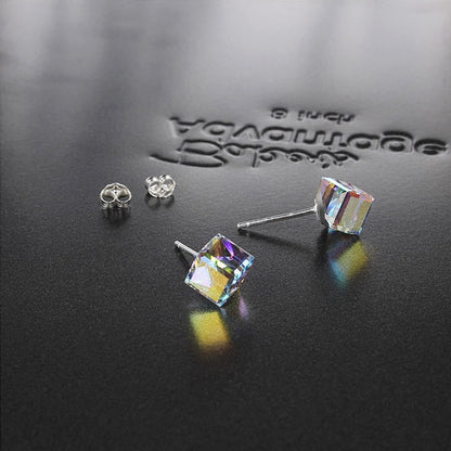 Water Cube Earrings Silver Needle Earrings Ear Jewelry Women