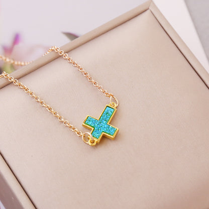Multicolor Cross Simple Necklace Women Fashion Trendy Gothic Jewelry