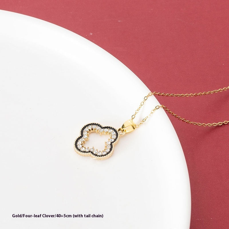 Clover Necklace Titanium Steel No Fading Ornament Women